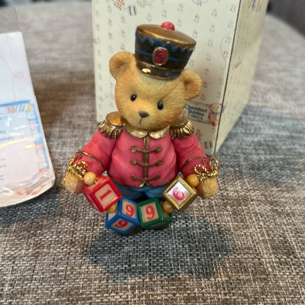 Cherished Teddies Enesco Figurine Jeffrey "Striking Up Another Year" 1996